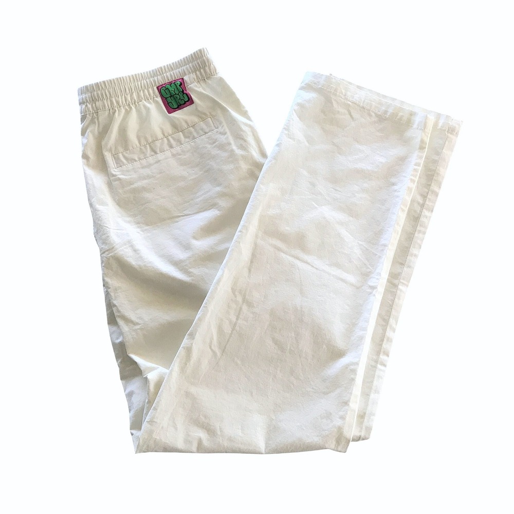Empyre Mens Cream Off White Elastic Waist Skate Pants Straight Leg Size M